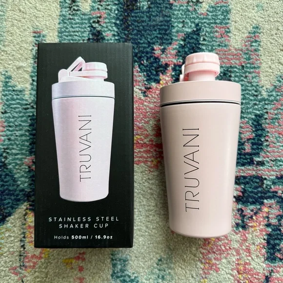 Truvani 70ML Gold Metal Scoop + 16.9oz Pink SS Shaker Cup NEW - Picture 4 of 5